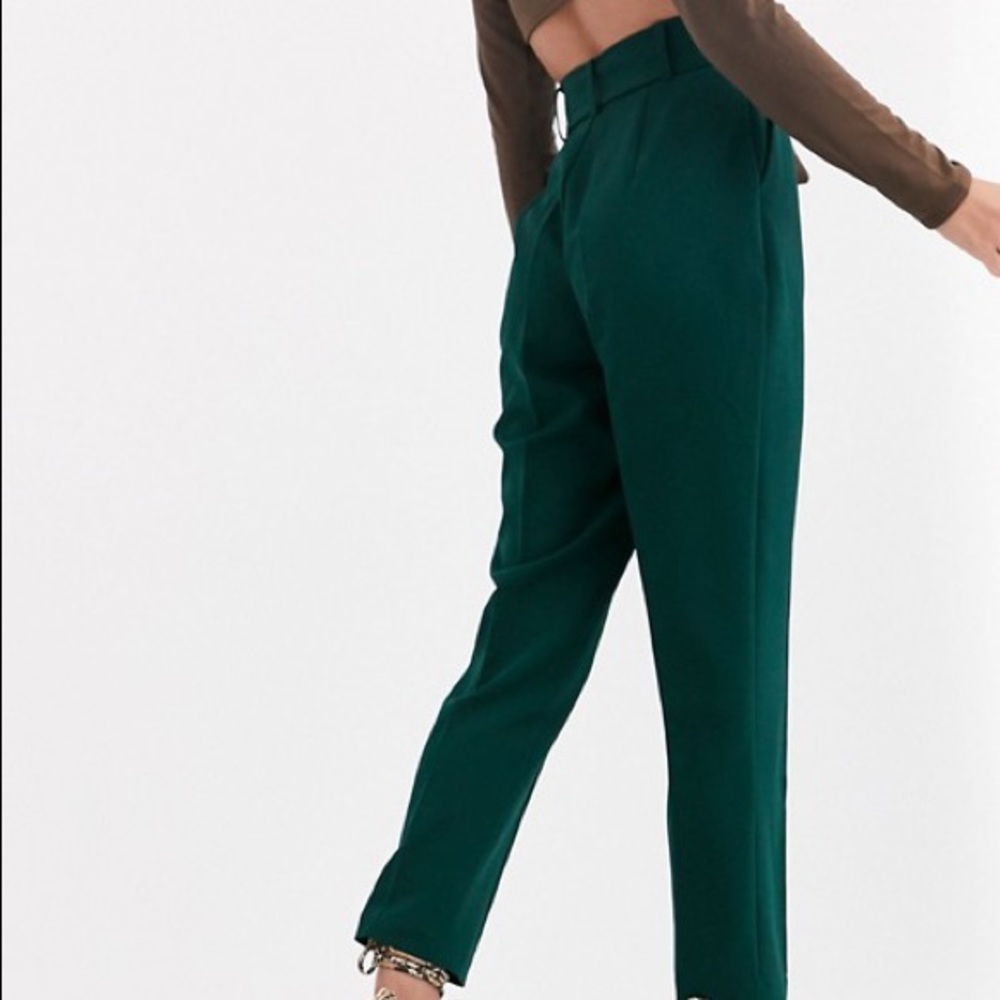 Express high waisted teal pants with bow belt